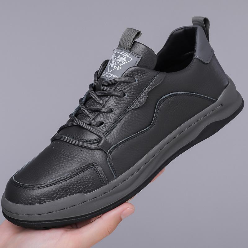 

2025 весна и осень новые мужские кожаные повседневные туфли мужские ручная работа онлайн из коровьей кожи дышащие универсальные модные туфли на шнуровке 8508 44 чёрный