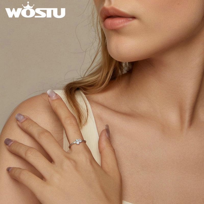 WOSTU Bague opale exquise en argent Sterling 925, minimaliste, grâce délicate, mode pour femmes et filles, bijoux fins, cadeau
