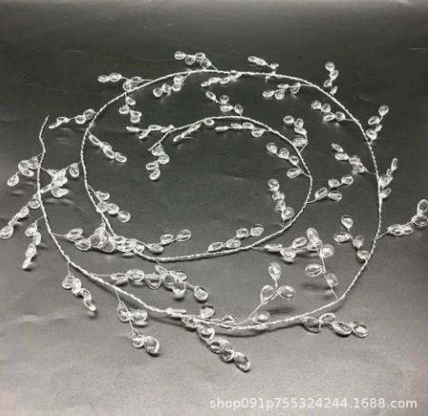 Clear Acrylic Teardrop Bead Garland, Transparent -Look Hanging String for Decoration