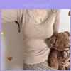 T-shirt Pura Eleganza con Patch in Pizzo per l'Inverno Casual da Donna