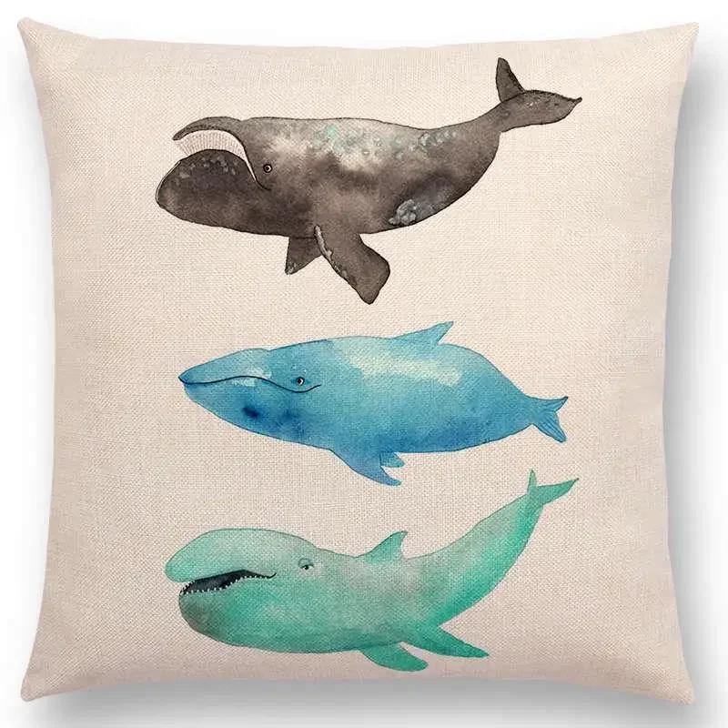 Newest Fashion Nordic Style Whale Cushion Cover Ocean Whales Home Pillow Case   Pillows Covers