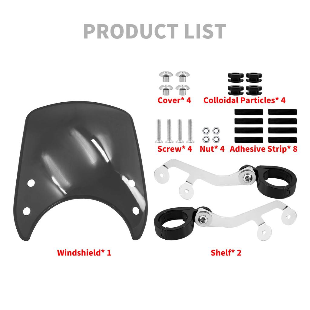 HDBUBALUS Harley-Davidson Windshield 39mm Motorcycle Windscreen Wind Deflector Screen Cowl ABS Plastic for Harley Sportster 883 1200XL XL883L XLH883 X