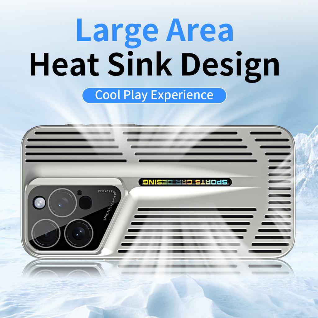 For iPhone 16 Pro Max Case Cooling Hollow Shockproof Hard PC Phone Cover