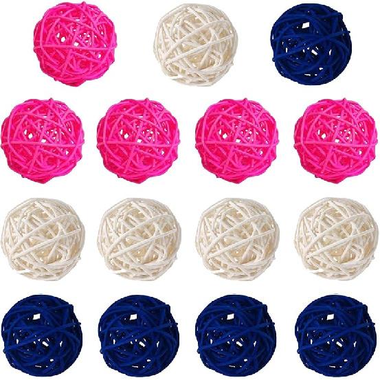 15 Pieces Wicker Rattan Balls Decorative Orbs Vase Fillers for Craft, Party, Wedding Table Decoration, Baby Shower, Aromatherapy Accessories, 2 Inch
