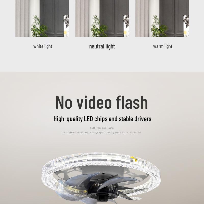 Nordische LED Deckenventilatorleuchte mit Fernbedienung - Minimalistisches rundes Design für modernes Schlafzimmer oder Restaurant