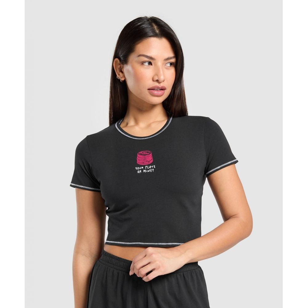 

Gymshark Футболка «Твоя тарелка или моя» черная B3b1q Bb2j XS