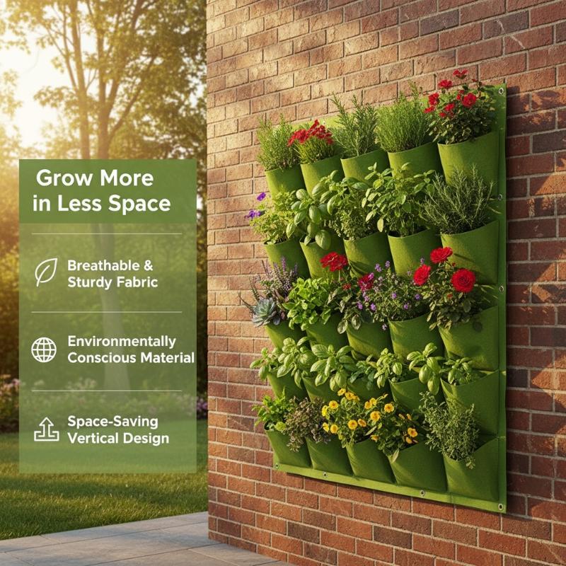 Vertical Garden Planter, Wall-Mounted Bag For Balcony/Patio. Grow Herbs & Vegetables Indoors/outdoors. Space-saving.