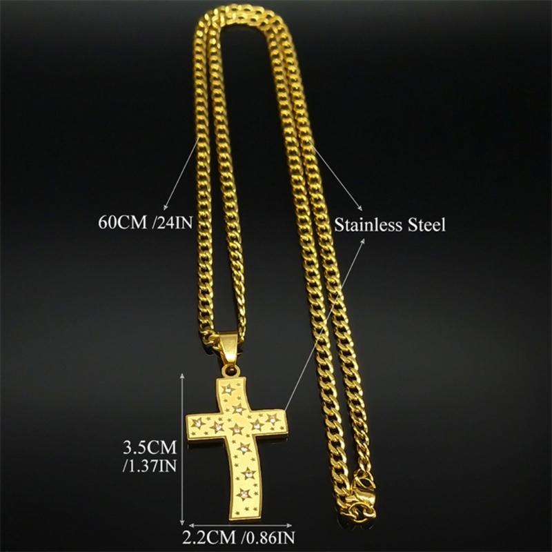 Adjustable Chain Crosses Pendant Necklace Accessory for Men and Women Stainless Steel Versatile Fashion Accessory