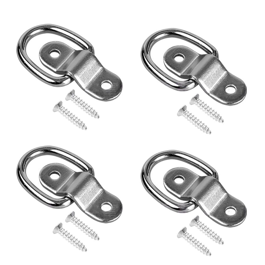 Tie Down Anchors Black D Ring Eyelets 304 Stainless Steel 6 Mm Thick Ring 3 Mm Reinforced Base Pre-drilled Holes