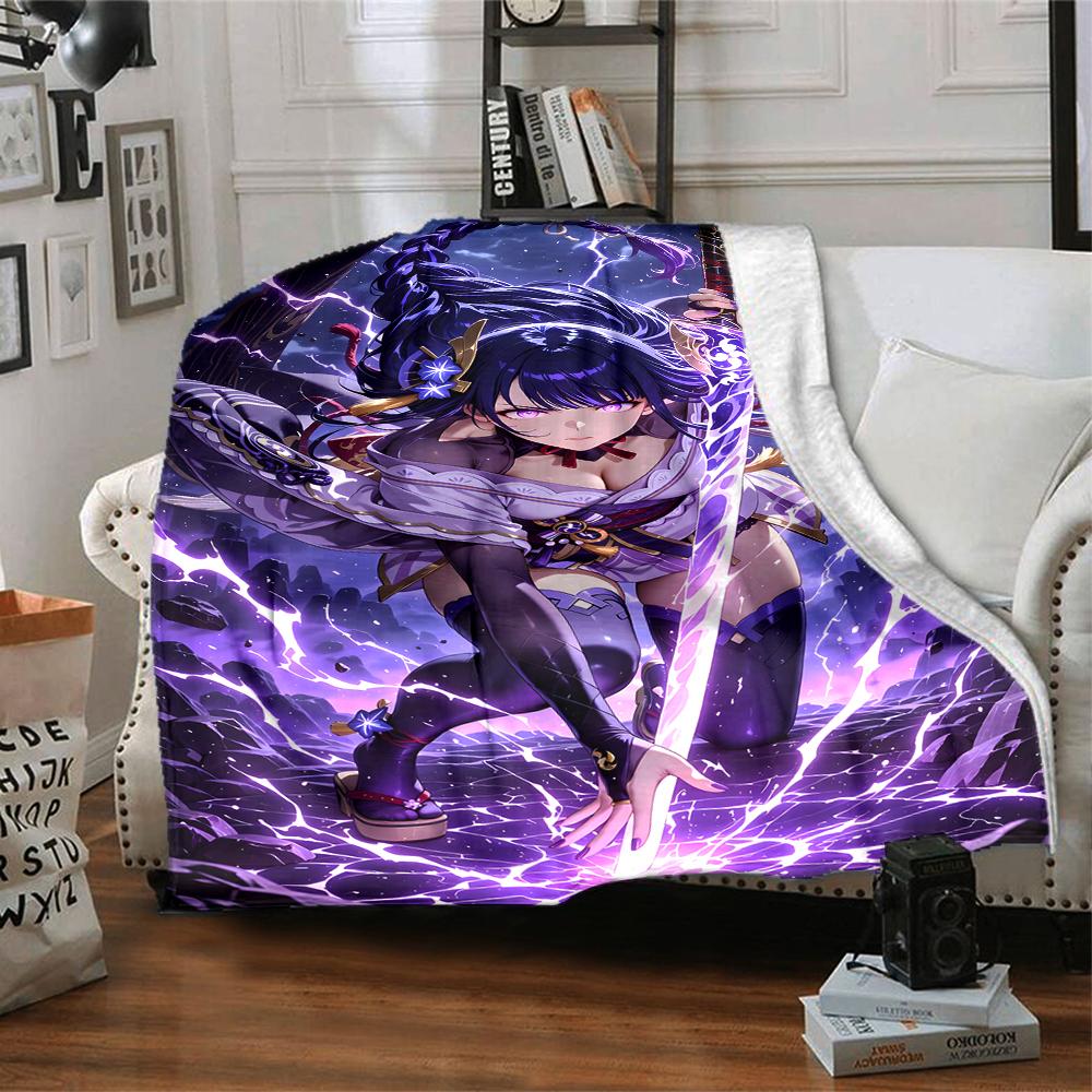 1pc Genshin Impact Beelzebul1 Blanket, Gift, for Men and Women, Soft Blanket, Good for Sofa Bed Couch Travel, Lightweight Flannel Blanket
