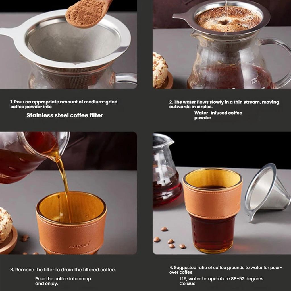 Filtr do kawy Baijie, Filtr do kawy pour-over, Bez papierowego filtra, Lejek do filtra do kawy drip, Siatka 800 oczek