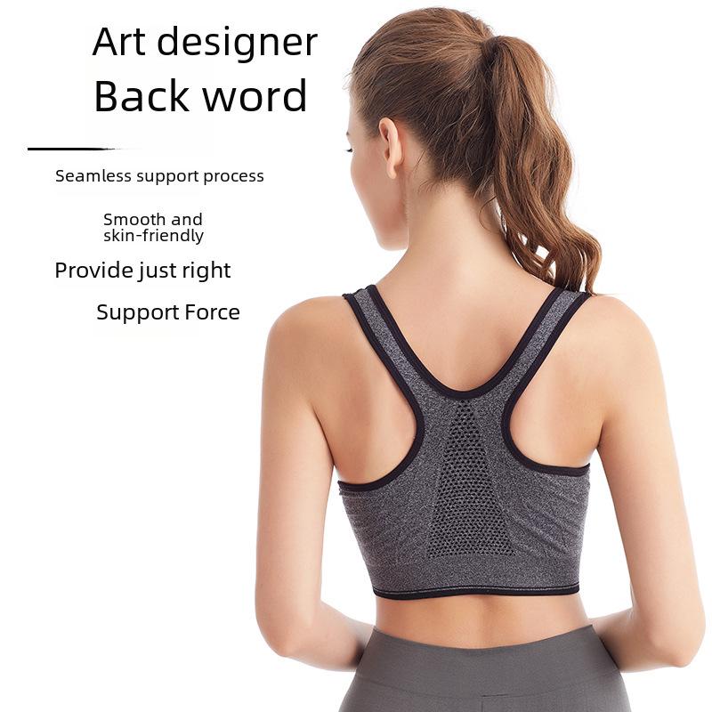 Women's Plus Size Shockproof Wire-Free Front Zip Sports Bra for Running & Yoga