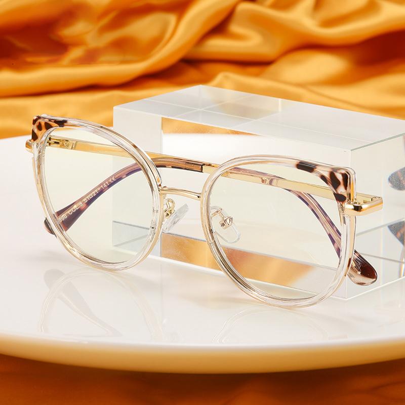 New Design Stylish Women Cat-Eye Shaped Presbyopia Eyeglasses Anti Blue Light PC Screen Glasses Trend Circular Double +Color Frame 0 to +6