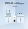 40W EU Standard 4-Port Fast Charger: 2 USB-C & 2 USB-A for Mobile Phones & Watches