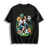 Mom And Kid Soccer Time Print Casual Short Sleeve Top Pure Cotton T-shirt
