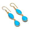 Orecchino Fatto a Mano in Argento Sterling 925 con Pietra di Calcedonio Blu 2,17" KJ-1029