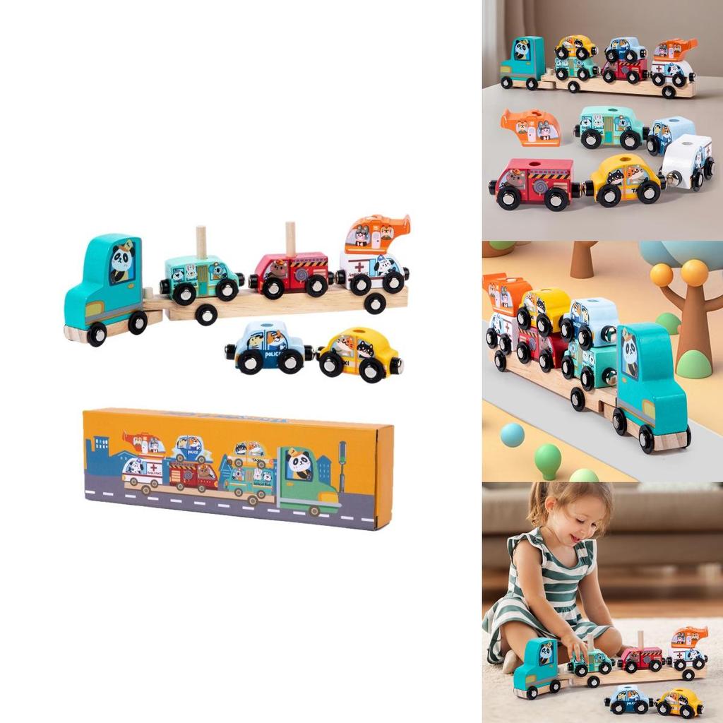 Wooden Animal Pattern Magnetic Car Building Block Children Puzzle Toy Set For Early Education And Cognitive Development