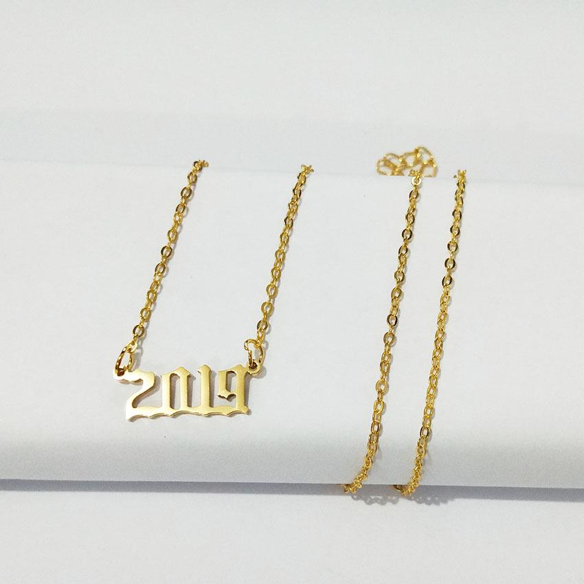 

Personalized Birth Year Gold Stainless Steel Pendant Necklace (1980-2019) - Perfect Small Gift for Students & Couples