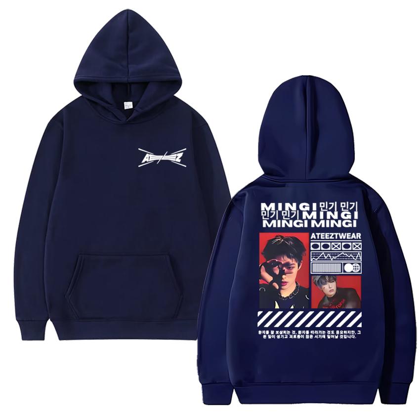 2025 Korean Kpop Band Ateez Mingi Graphic Printed Hoodies Men Women Fashion Y2k Sweatshirt Unisex Fleece Long Sleeve Pullovers