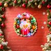 Yousheng 4Pcs/Set Christmas Ornament Set Santa Claus Reindeer Bear Wreath Shape Festive LED Ornament Set Holiday Decoration