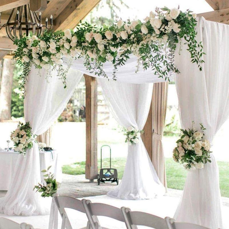 10M Wedding Decoration Crystal Tulle Roll Organza Sheer Fabric For Wedding Arch Birthday Party Backdrop DIY Decor Chair Sash