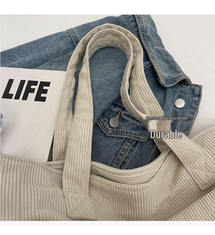 Large Capacity Corduroy Canvas Tote & Crossbody Handbag for Women - Versatile, Fashionable, High-End Shoulder Bag for Commute
