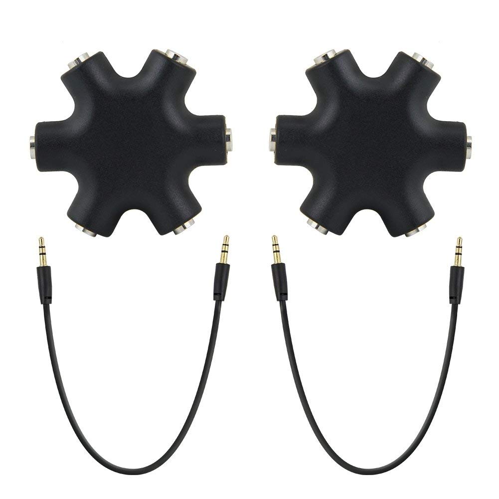 Multi Headphone Audio Splitter 3.5mm 5-Jack Female Connector Adapter with 3.5mm Stereo Cable 20cm Digital Audio Video Cables