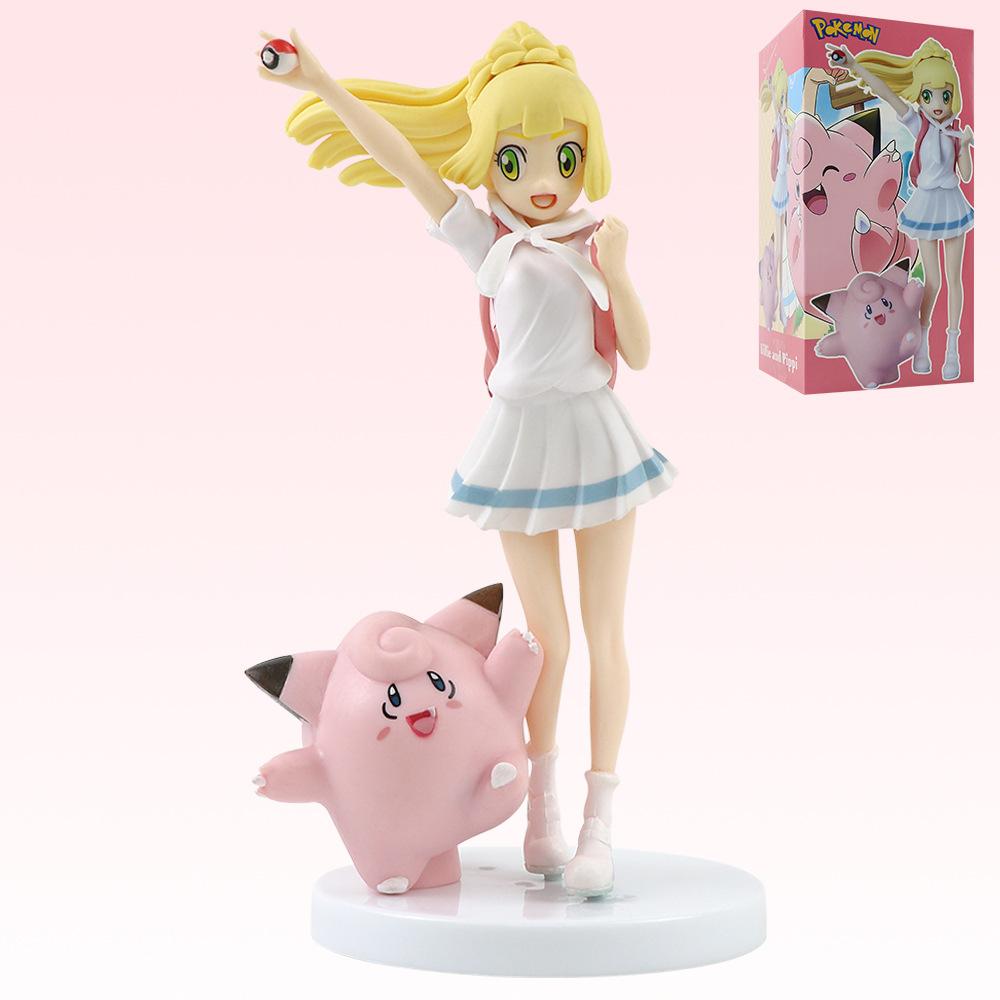Anime Pokemon Lillie Clefairy Game Beautiful Girl Figure Model Gk Statue Charm Collection Desktop Ornament Hobby Toys Tide Play