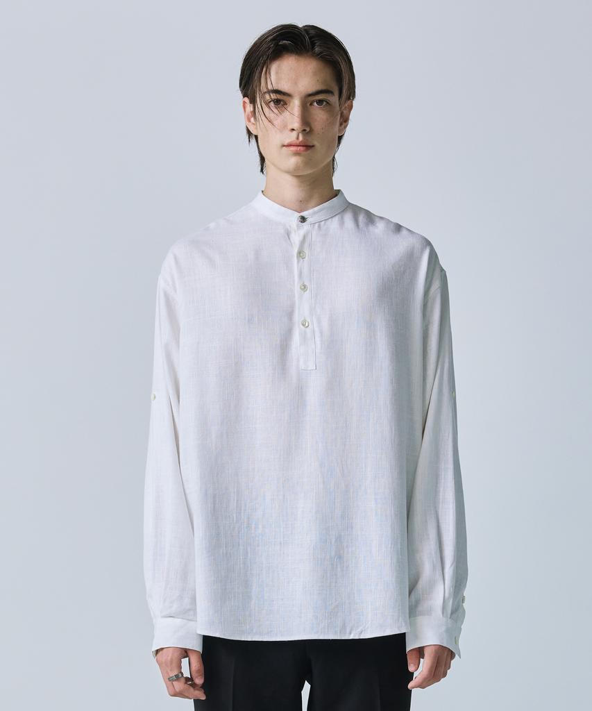 SSY Linen Concho Roll-Up Shirt White