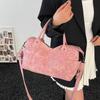 Vintage Brown Distressed PU Leather Boston Handbag For Women Retro Casual Crossbody Bag With Detachable Strap For Shopping