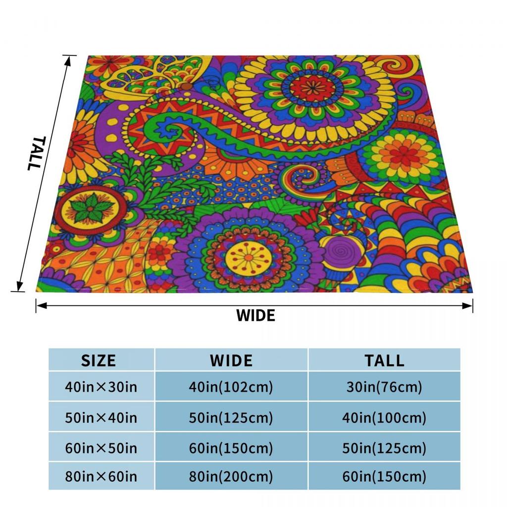 Happy Hippy Psychedelic Rainbow Design Custom Travel An Ultra-Soft Micro Fleece Blanket