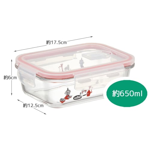 Skater Heat-resistant Glass Storage Container Moomin Kitchen 650ml M with Lid Valve 4-Point Lock GBST7-A