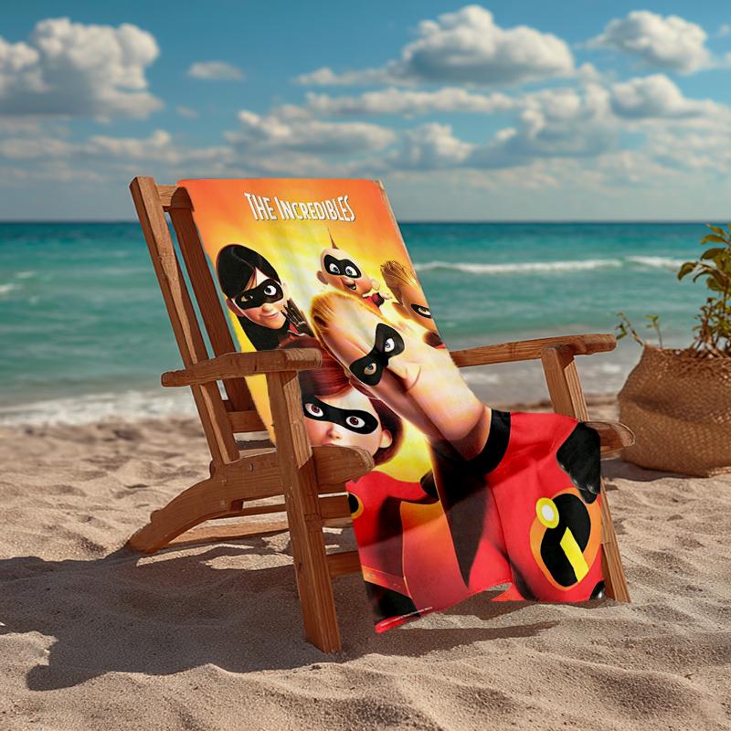 Ultra-Soft Beach Towel with The Incredibles Theme,Ideal for Pool - Camping, Diving - Perfect Travel Essential, Vibrant Beach Towel.