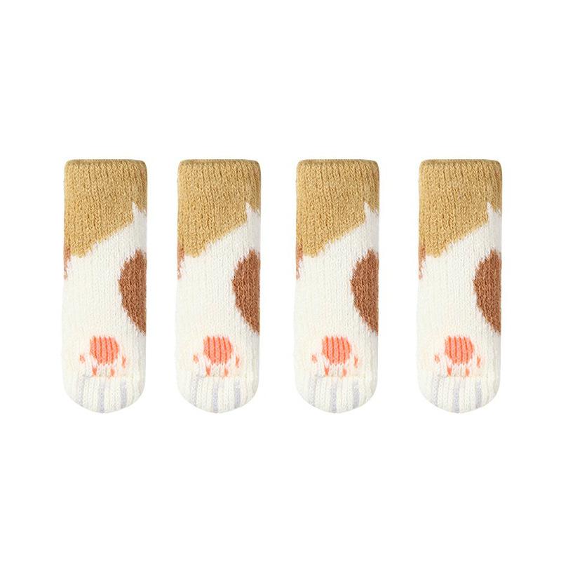 4Pcs Cat Paw Furniture Chair Leg Cover Pad Chair Foot Sleeve Floor Knitting Sock Furniture Leg Pad