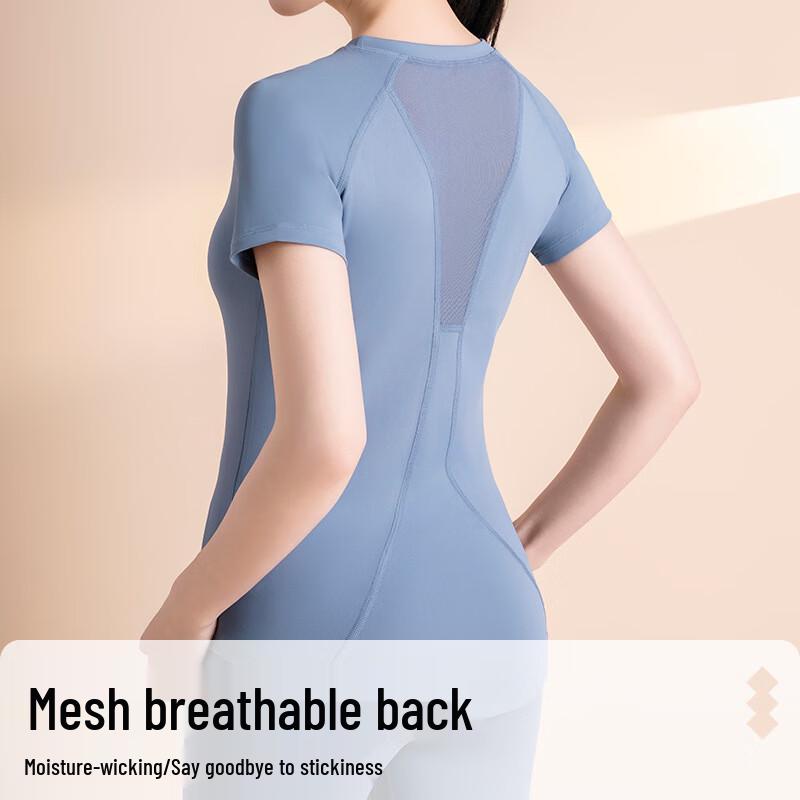 Nuodingxiu Mesh Short Sleeve Sports Yoga Top