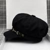 Hat Women'S Spring And Summer Casual Versatile Canvas Black Vintage Octagonal Hat British Casual Cap Tide
