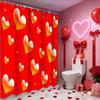 Cortina de ducha Corazón de Amor Rosa para el Día de San Valentín, cortina impermeable para ducha de baño con 12 ganchos, decoración del hogar con forma de pez