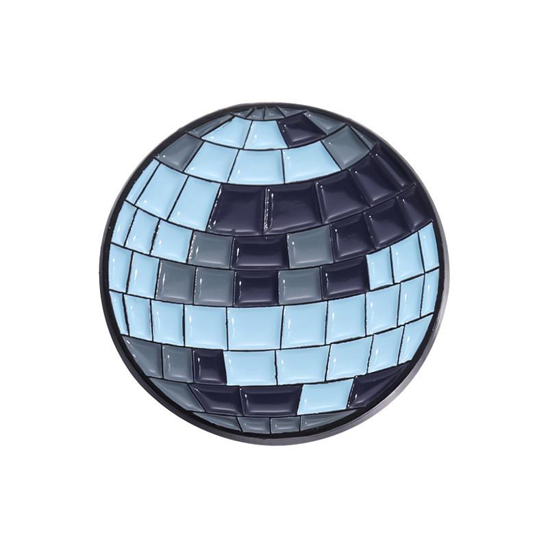 Contemporary Geometric Round Planet Badge Striking Alphabet Disco Light Metal Brooch For All Occasions