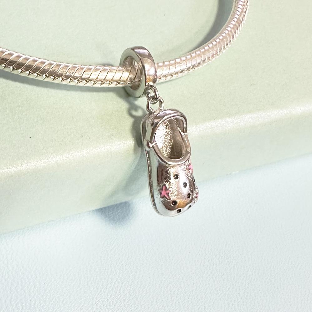 Pure Silver 925 Bracelet for Women Fashion Jewelry with High Heels Sandals Pendant Beads Original Charms