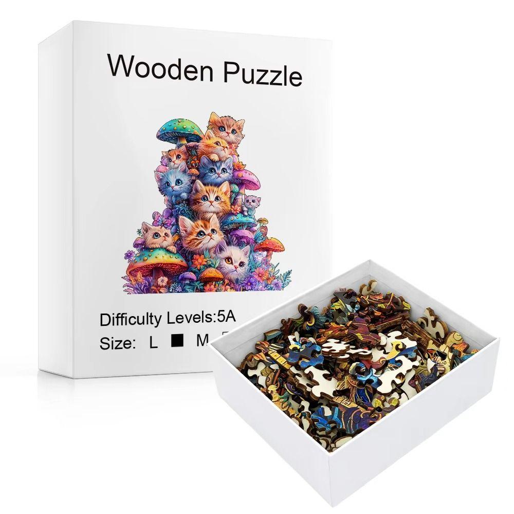 Animal Pattern Cat Puzzle Irregular Shape Cat Wooden Jigsaw Adult Wooden Puzzle Birthday Gift