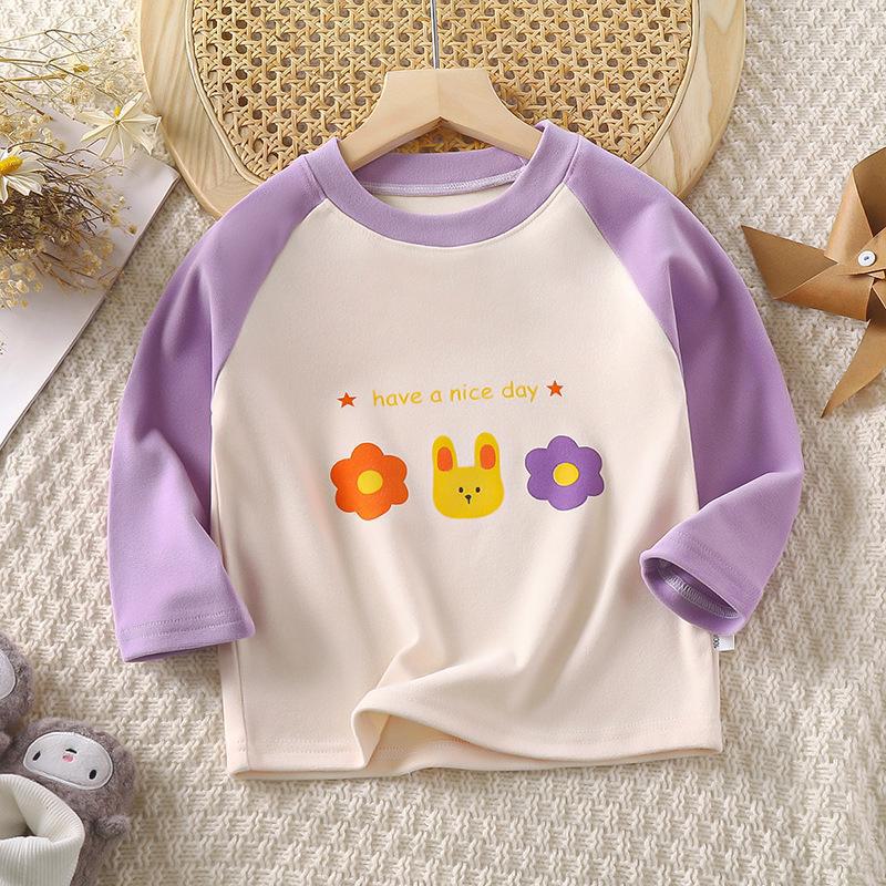 

Детская теплая базовая рубашка с длинным рукавом - унисекс из немецкого бархата для детей среднего и большого размера, идеально подходит для осени 100cm фиолетовый