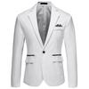 Formal Blazer Solid Color Turndown Collar One Button Four Seasons Slim Fit Pockets Suit Jacket for Wedding