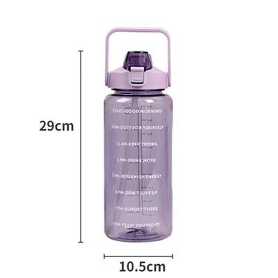 2000ml Sports Drinking Bottles with Time Marker Men Women Water Bottle with Straw Large Capacity Outdoor Cup Fitness Drinkware