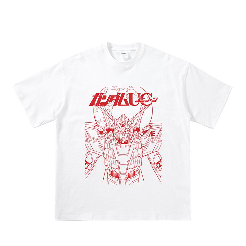 Japanese Retro Anime Mobile Fighter Gundam Unicorn Short-sleeved T-shirt Summer New Men's and Women's Streetwear