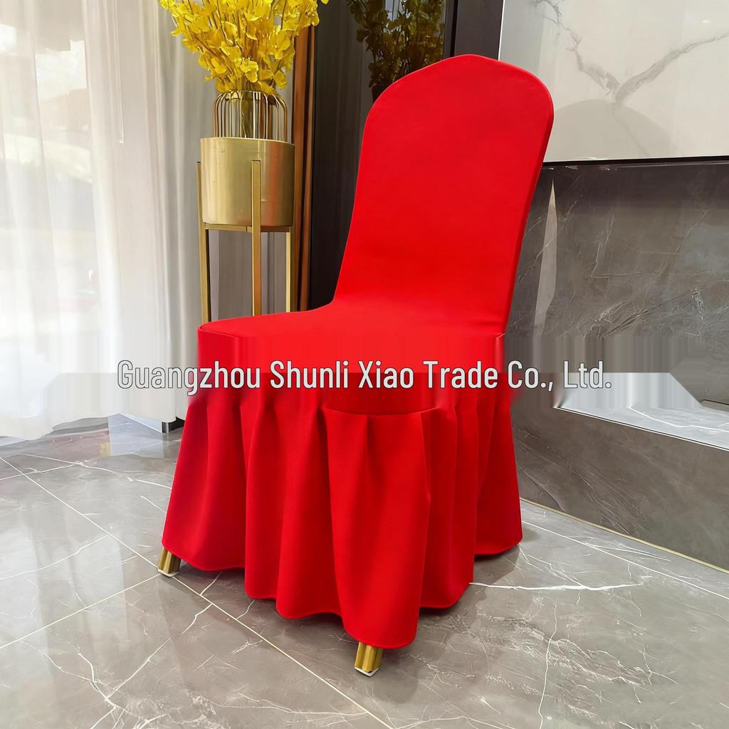 Thickened Twill Pleated Chair Cover with Bow Decoration for Weddings and Banquets