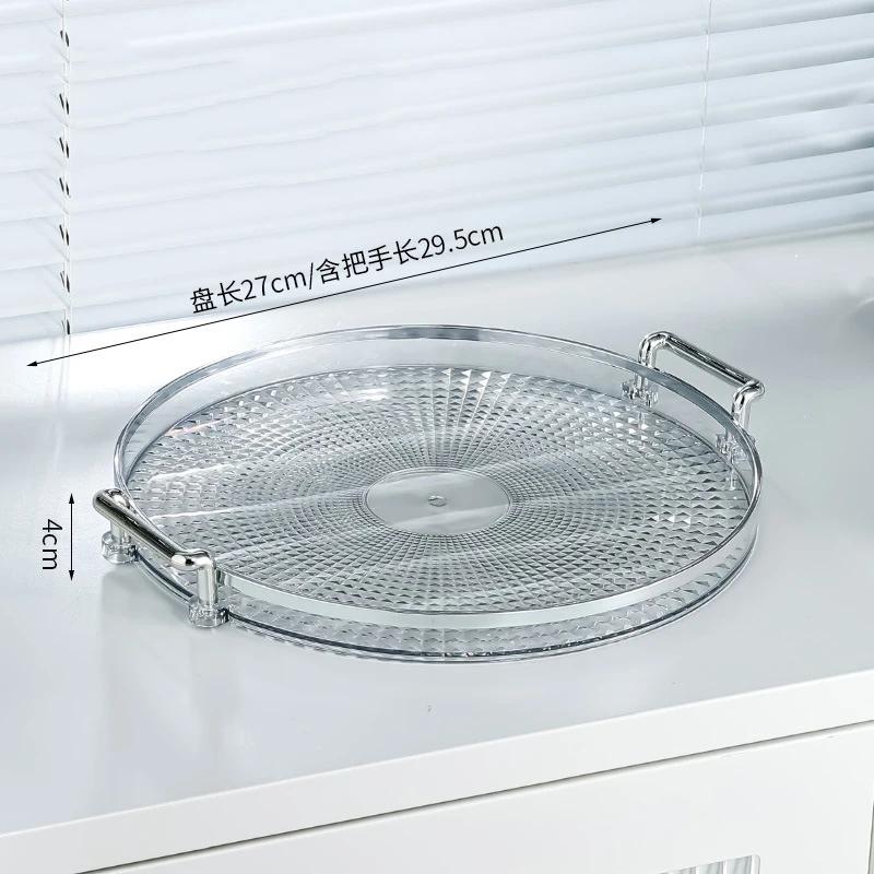 Luxury Storage Tray Round Plastic Serving Tray Kitchen Organizer Food Plate Coffee Table Decor Fruit Dessert Tea Tray Storage