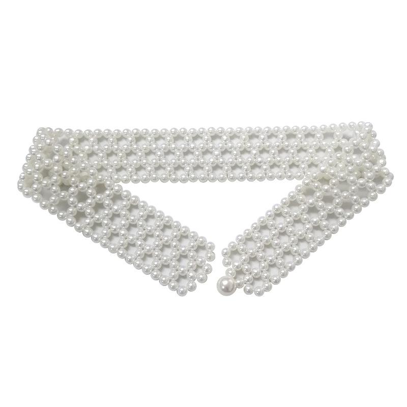Wide Version Of Pearl Women'S Belt Simple And Elegant With Skirt Dress Elastic Elastic Chain Women