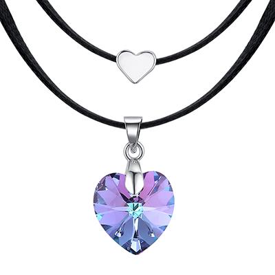 Vintage Original Heart Crystals From Austria Choker Necklaces For Women Double Rope Chain Statement Necklaces Wedding Jewelry