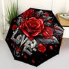 1pc Rose Love Print Automatic Folding Umbrella, 8-Rib Iron Frame, Casual Outdoor Accessory for Birthday Festival Gifts yy251128174