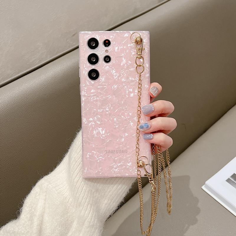 Luksusowa perłowa bransoletka na nadgarstek Chian etui do Samsung Z flip 3 Z krotnie 4 S23 S22 S21 Ultra S20 Fe S10 S9 S8 A14 A34 A54 A13 A23 A33 A53 A12 A22 A32 A52